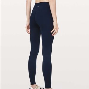 Navy Blue Lululemon High Rise Wunder Under 28” full length sz 4